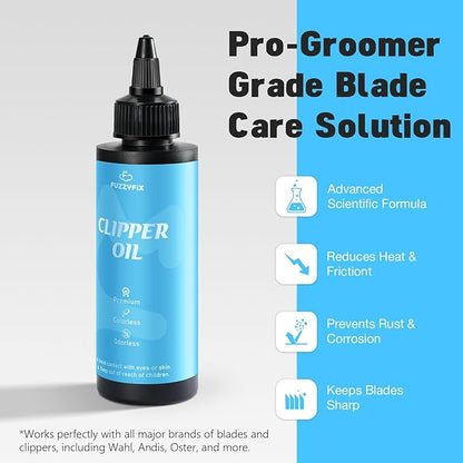 Professional Dog Clipper Oil for Grooming Blades, 2 Pack (2 x 120ml) Pet Lubricating Oil with Cleaning Brush Rust Protection