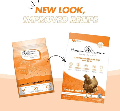 Canine Caviar - Special Needs: Chicken & Brown Rice Alkaline Dry Dog Food, Limited Ingredients, Gluten-Free, Based on Science & Research, Veterinary Alternative Diet (11 Pound Bag)