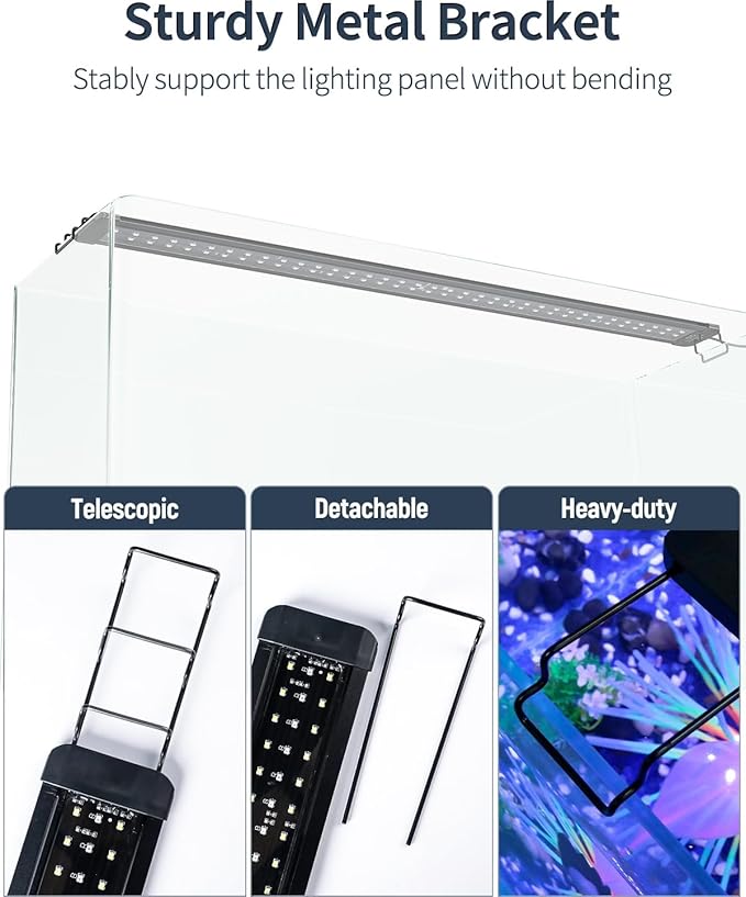 Pawfly 28W Aquarium LED Light for 36 to 42 Inch Fish Tanks Extendable Fish Tank Light with Full Spectrum Brilliant White Blue Red Lights with Daytime & Night Modes and Adjustable Brightness