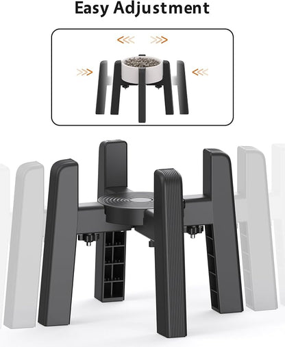 Dog Bowl Stand with Adjustable Width [2 Pack, Stand Only] | Elevated Pet Water & Food Bowl for Medium Dogs, Stable and Anti-Slip Raised Bowl