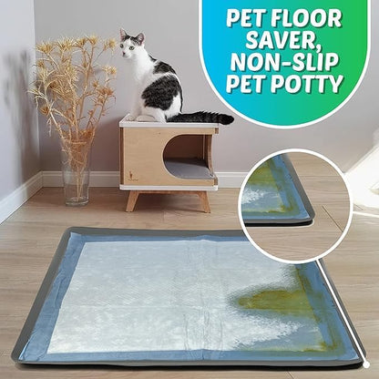 Dog Pee Pad Holder - Fits Up to 30” x 36” Pee Pad - 1 Pack - Grey | Stable Grip, Soft Edges, Quick Wipe Silicone Surface, Dog Pad Holder for Indoor Flooring Protection
