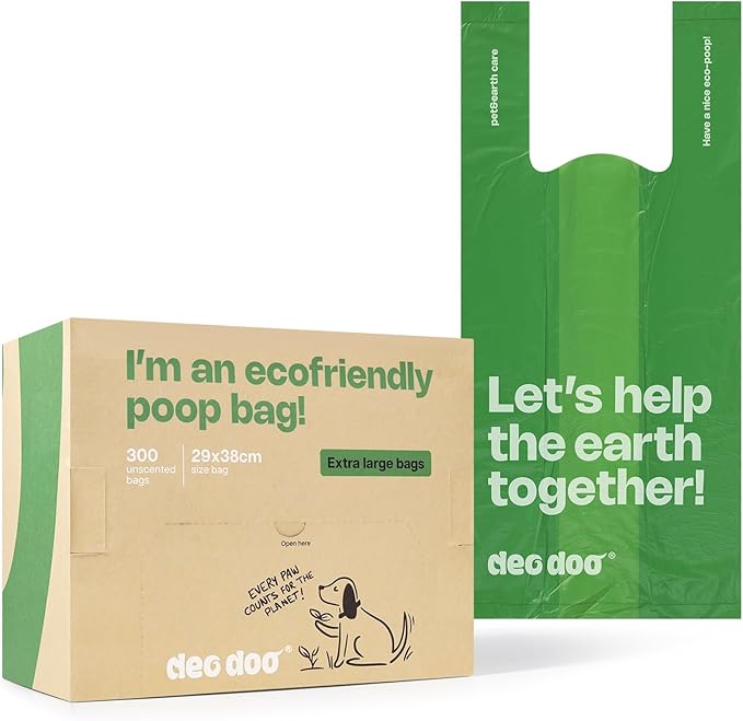 Dog Poop Bags with Handles 300 Counts Big Sizes Leak Proof and Extra Thick Waste Bags Refill Rolls for Walking Small Medium Large Dogs Cats Litter Unscented