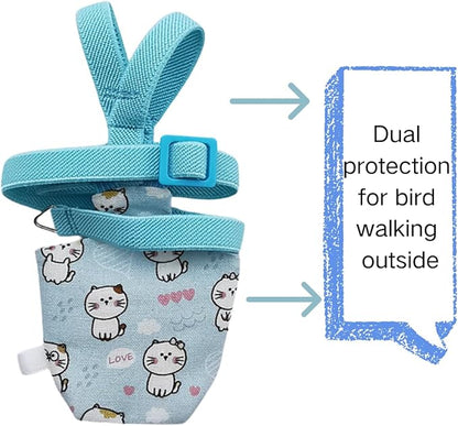 Adjustable Bird Diaper Harness Flight Suit Clothes with 80 Inch Flying Leash Rope for Parrots Conure Cockatiel (Green,2M)