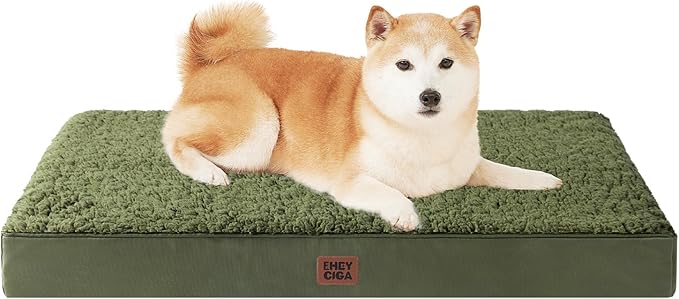 EHEYCIGA Orthopedic Dog Beds for Large Dogs with Removable Washable Cover, Dark Green, 36x27