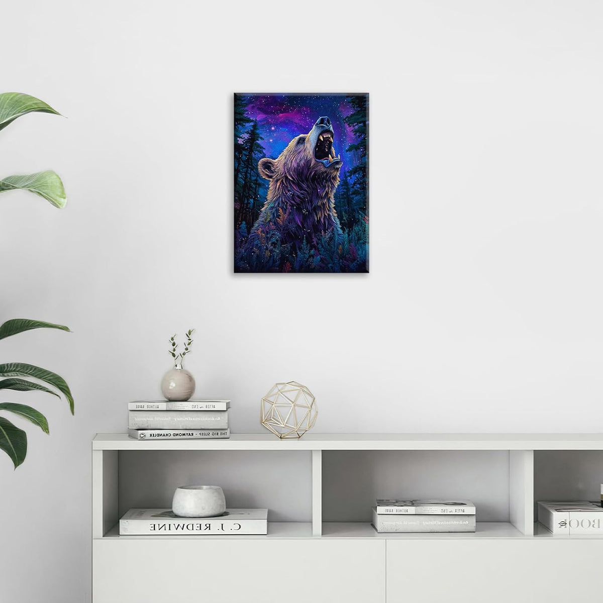 Bear Forest Wall Art Canvas Fantastic Animal Wall Decor Prints Framed Painting Pictures Gifts Artwork for Bathroom Kitchen 12"x16"