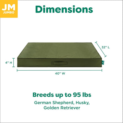 FurHaven Cooling Dog Bed – XL Foam Mattress for Joint Pain Relief, Waterproof Liner, Removable Washable Cover, Durable for Outdoor Use, Deluxe Grid Indoor/Outdoor Bed – Green, Jumbo