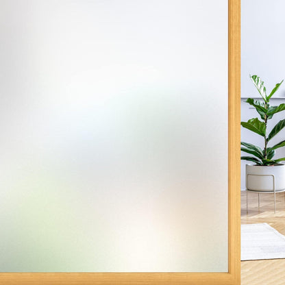 rabbitgoo Window Privacy Film, Frosted Glass Window Clings, Static Cling UV Heat Blocking Door Stickers for Home Bathroom, Removable Indoor Decal Coverings Day and Night, Pure, 23.6 x 157 Inches