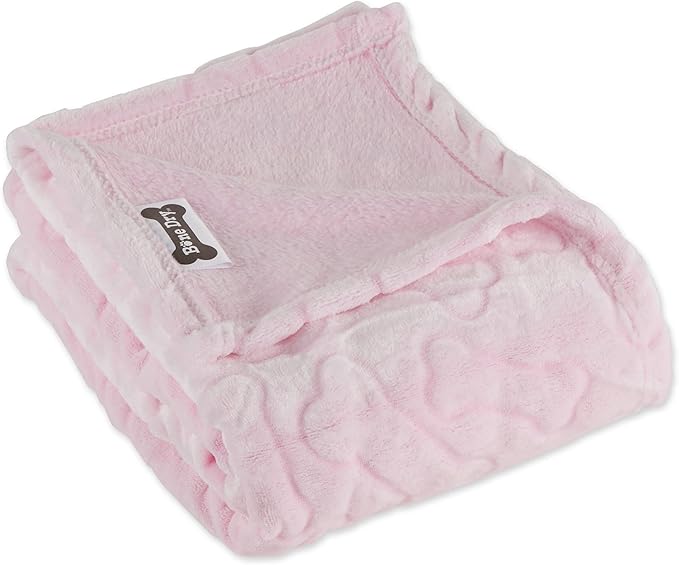Bone Dry Embossed Bone Print Pet Blanket, Pink, 36x48"
