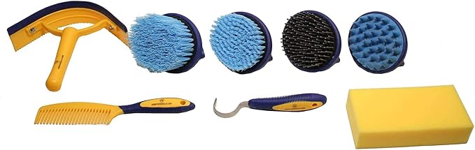 Derby Originals 9Piece Horse Grooming Set with Matching Nylon Carry Bag - Available in 8 Fun Colors, Green & Mint