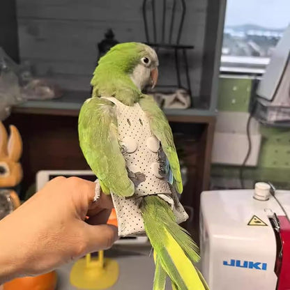 Premium Genuine Cowhide Bird Flight Harness Anti Bite Breathable Parrot Diaper Parrot Suit with Leash for Parakeet Conure Quaker Flying Clothes Rope and Handle (with Leash,Large)