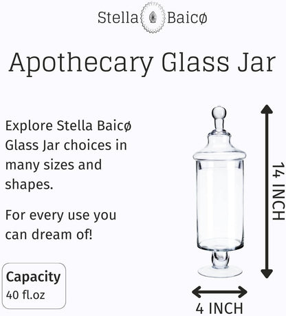 Clear Glass Apothecary Jars, Candy Jar with Lid, Elegant Decorative Jars for Wedding and Party