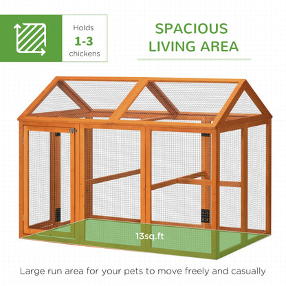 Wooden Chicken Run, Combinable Design with Perches, 4.6 x 2.8, Orange