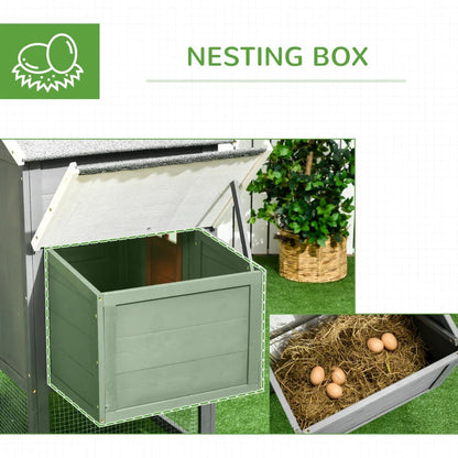 Extra Large Chicken Coop With Asphalt Roof, Wooden Hen Run With Slide-Out Tray And Nesting Box, Chicken Hutch For 3-6 Chickens, GrayMultiple Packages