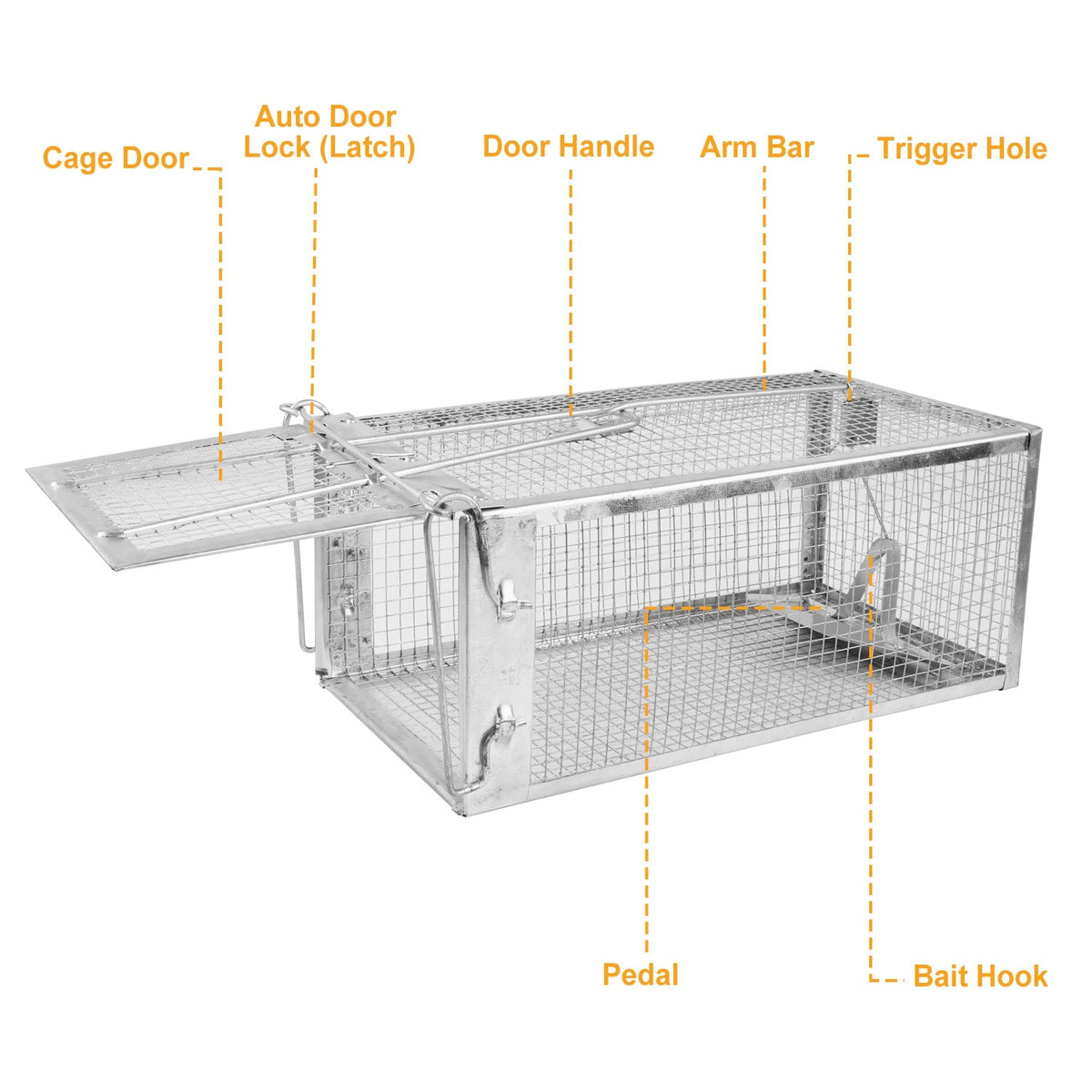 Humane Live Animal Trap, Galvanized Steel Mouse Cage Trap With Sensitive Gravity Pedal, Escape-Proof Design, Reusable Rodent Catcher For Home Yard Garage Restaurant