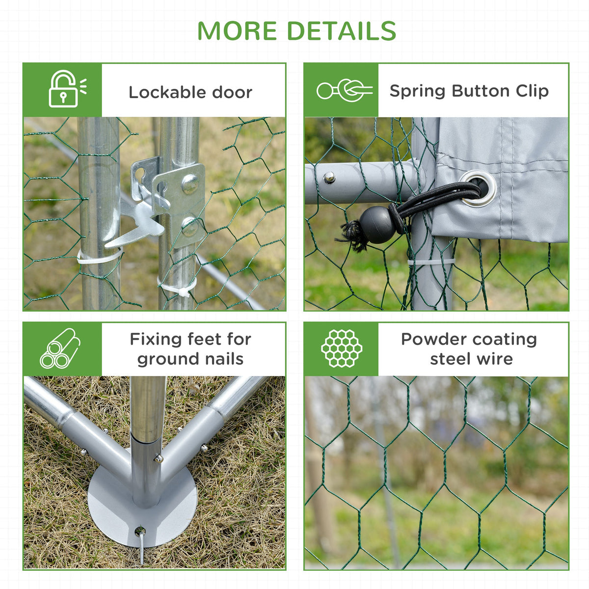 Large Metal Chicken Coop with Waterproof and Anti-UV Cover for Yard, Outdoor, Duck, Rabbit, 9.2 x 24.9 x 6.5