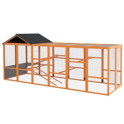 Wooden Chicken Coop Run For 6 -10 Chickens, Hen House Add-On With Storage, Perches,Multiple Packages
