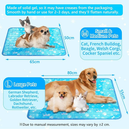Dog Cooling Mat, Pet Cooling Mat With Non-Toxic Solid Gel, Self-Cooling Pad For Dogs, Waterproof, Durable Cooling Bed For Indoor, Outdoor, Summer