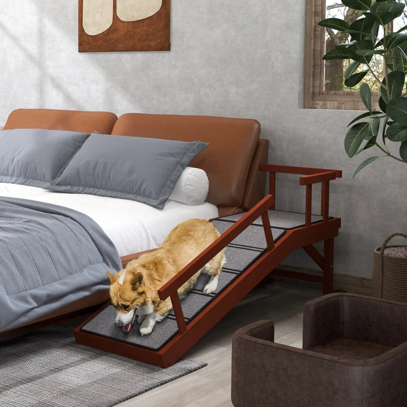 PawHut Wooden Dog Ramp With Removable Guardrails, Non-Slip Surface,