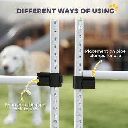 6 Piece Dog Agility Set with Adjustable Height Jump Bars, Carry Bag, Displacing Top Bar, White