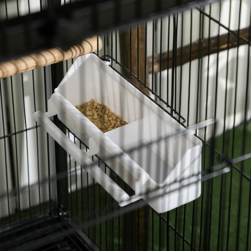 2 In 1 Bird Cage Aviary Parakeet House For Finches, Budgies With Wheels, Black