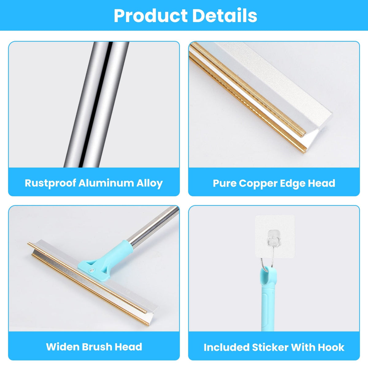 1Pc Pet Hair Removal Rake With 54.33in Adjustable Telescopic Rod Multi-Fabric Dog Cat Hair Scraper Lint Shaver For Carpet Rug Clothes Couch