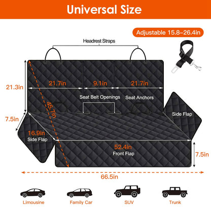 1Pc Dog Car Seat Cover Waterproof Scratchproof Pet Car Rear Protector Mat Pet Back Seat Cover With Dog Seat Belt For Car Truck SUV