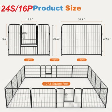 Dog Playpen Indoor Fence Height Metal Exercise Pen With Door Small Puppy-Medium-Large Dogs Animal Pet For Outdoor, Garden, Yard