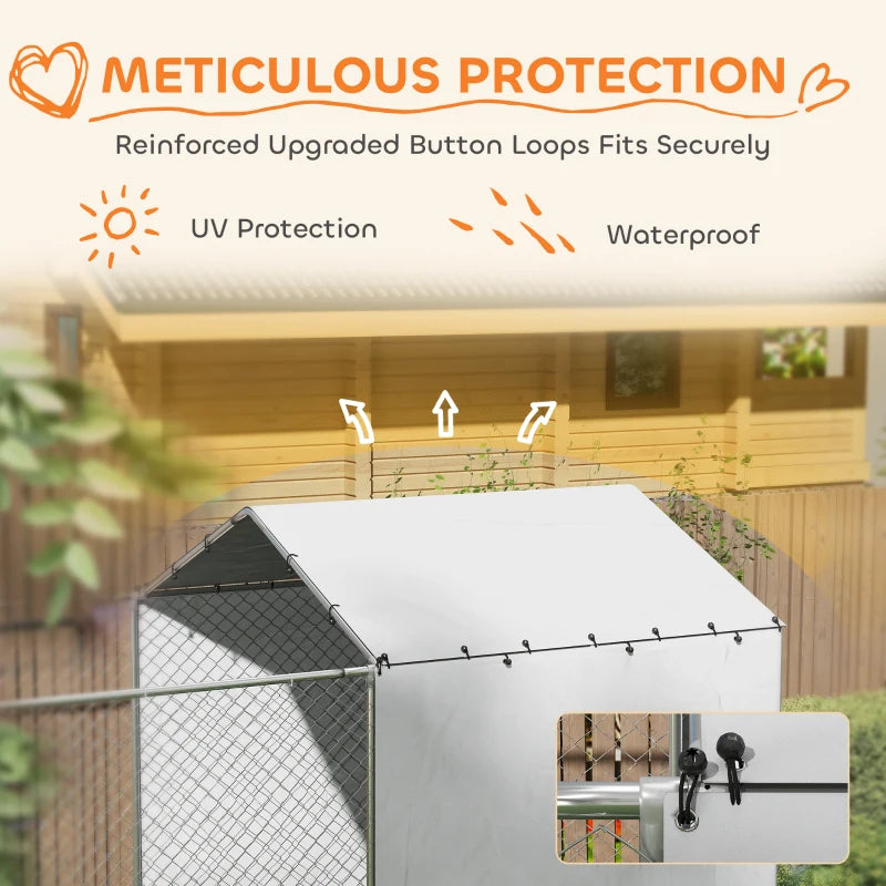 Galvanized Chain Link Large Outdoor Dog Kennel With Waterproof & UV-Resistant Cover, For M&L Dogs, 19.7' X 7.5' X 7.5',Multiple Packages
