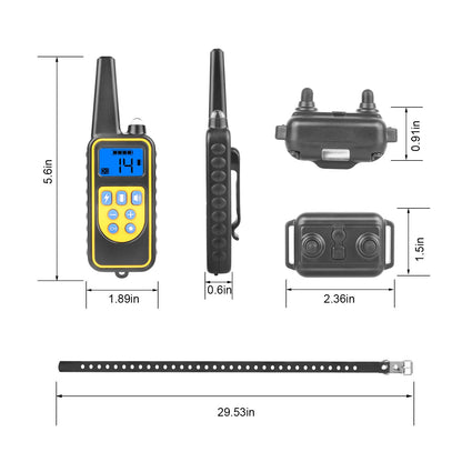 1Pc Dog Training Collar With Remote  IP67 Waterproof Pet Trainer 300mAh Rechargeable 875 Yard Remote Control 4 Modes Adjustable Level