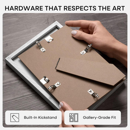 Homeforia 8x8 Picture Frames White, High-End Oak 8 x 8 Square Wood Frame with Mat 6 by 6 Photo, 8x8 Wooden Frames Matted to 6x6 Print, 8by8 Wall or Tabletop Frame, Tempered Glass, Wall Kit, Set of 1