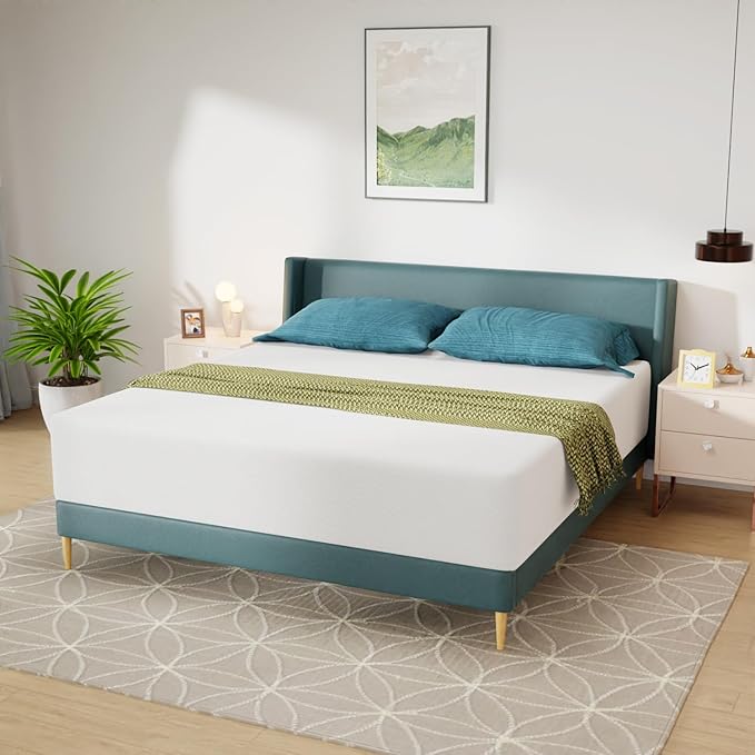 FDW | 14 Inch King Mattress | Medium Firm | Gel Memory Foam Mattress | White | Bed in a Box, CertiPUR-US Certified | Pressure Relief, Cooling Ventilated Foam | Washable Removable Cover