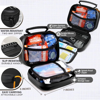 EVERLIT Pet Medic First Aid Kit | 95 Pcs Vet-Approved Medical, Outdoor & Emergency Supplies for Dogs, Cats, Animal Care | Travel-Friendly Compact Bag for Home, Car and Travel (Raven Black)