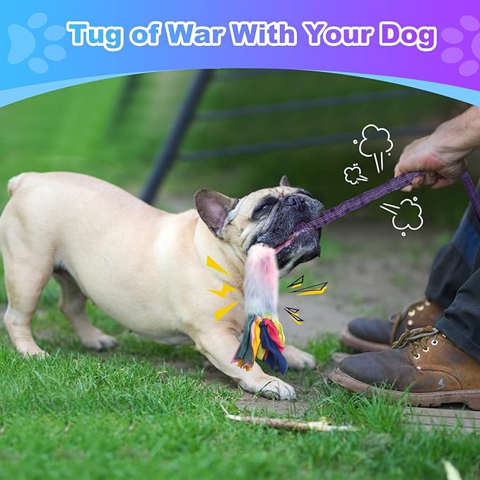Dog Rope Toys, Nearly Indestructible Dog Rope Toy with Strong Squeak- Ideal Tug of War Interactive Dogs Training Toy, Dental Cleaning Chew Toys, Tug Toy for Boredom Suitable for Dogs of All Ages