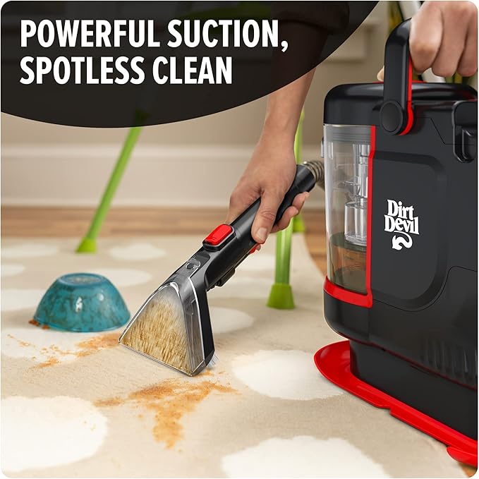 Dirt Devil Portable Spot Cleaner Machine for Carpet and Upholstery, Powerful Suction Spot Cleaning Machine with Versatile Tools, Pair with Dirt Devil Portable Spot Cleaner Solution