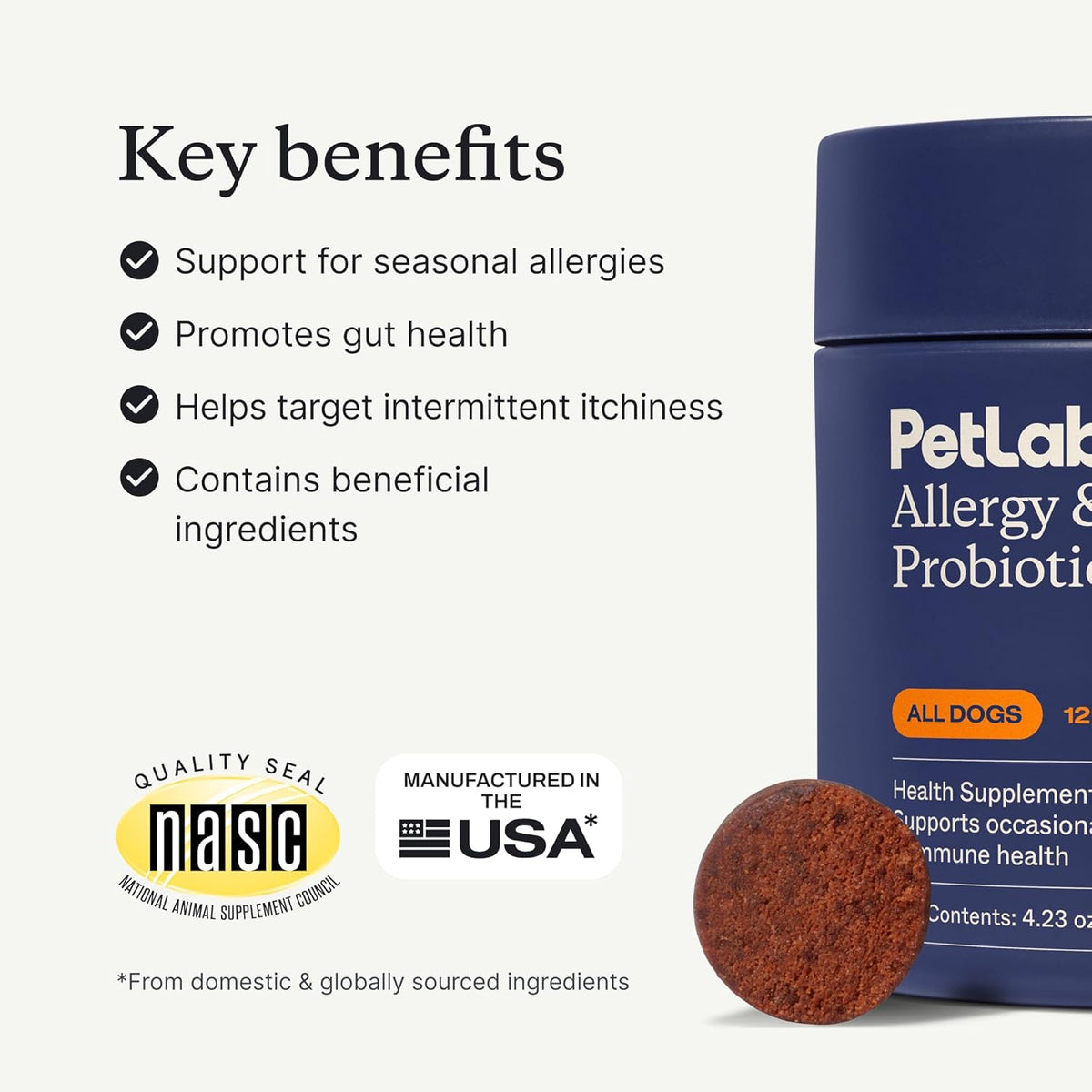 PetLab Co. Allergy & Immune Probiotics for Dogs, Support Seasonal Allergies, Gut & Digestive Health - Pork Flavor - 30 Soft Chews - Packaging May Vary