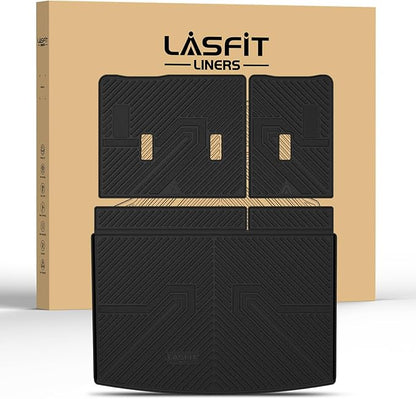 LASFIT Trunk Mat with 3rd Row Backrest Mat 2021-2026 for Chevrolet Chevy Suburban/GMC Yukon XL (Only Yukon XL, Not Fit Yukon)/Cadillac Escalade ESV (Only Escalade ESV, Not Fit Escalade)