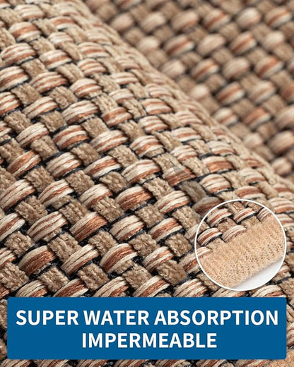 Kitchen Rugs Non Slip Washable, Absorbent Kitchen Mats for Floor, Braided Kitchen Runner Rug with Rubber Backing, Durable Dirt-Resistant Kitchen Carpet for Front of Sink (Beige,20"x47")