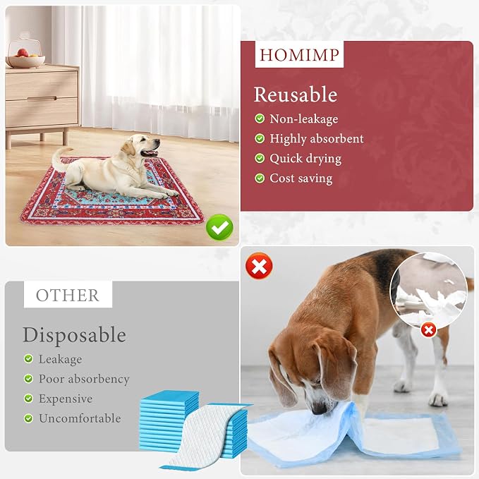 Homimp Washable Pee Pads for Dogs, 2 Pack Reusable Puppy Pads Waterproof, Absorbent and Leakproof Dog Pee Pads, Non Slip Puppy Training Pads, Pet Mat for Floor, Crate, Couch, Whelping,Brown, 36"x36"
