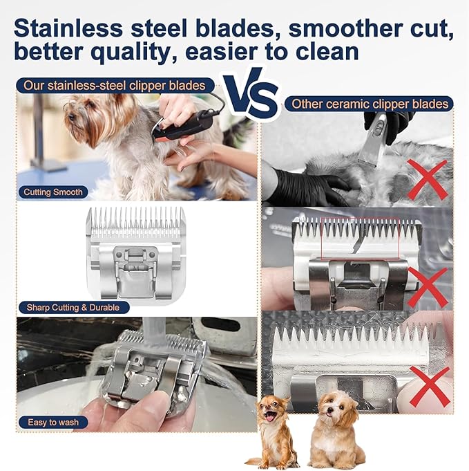 Clipper Blades Pet Grooming Clipper Replacement Blades Detachable Blade Compatible with andis/wahl/Oster Dog Clippers (7FC# 3PACK)