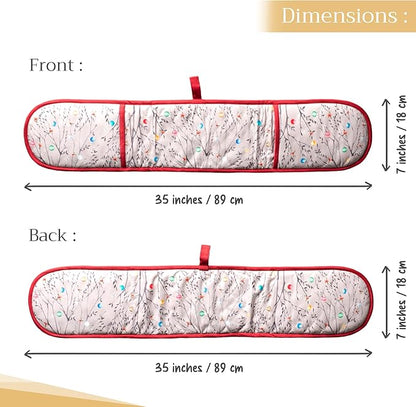 Maison d' Hermine Double Oven Mitt (7" x 35") 100% Cotton Heat Resistant BBQ Cooking Gloves with Loop for Thanksgiving Christmas Decorations Baking Cooking Barbeque Handling Hot Pan (Fairy Christmas)