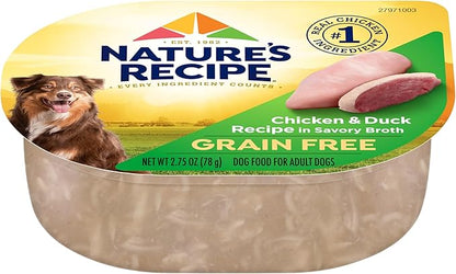 Nature's Recipe Grain Free Wet Dog Food, Chicken & Duck Recipe, 2.75 Ounce Cup (Pack of 12)