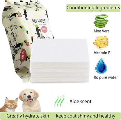 Pet Waste Bags and Wet Wipes Bundle, 270 Biodegradable Bags, 120 Aloe Vera Wipes