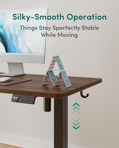 CubiCubi Electric Standing Desk, 55 x 24 Inches Height Adjustable Sit Stand Desk, Ergonomic Home Office Computer Workstation, Black Walnut