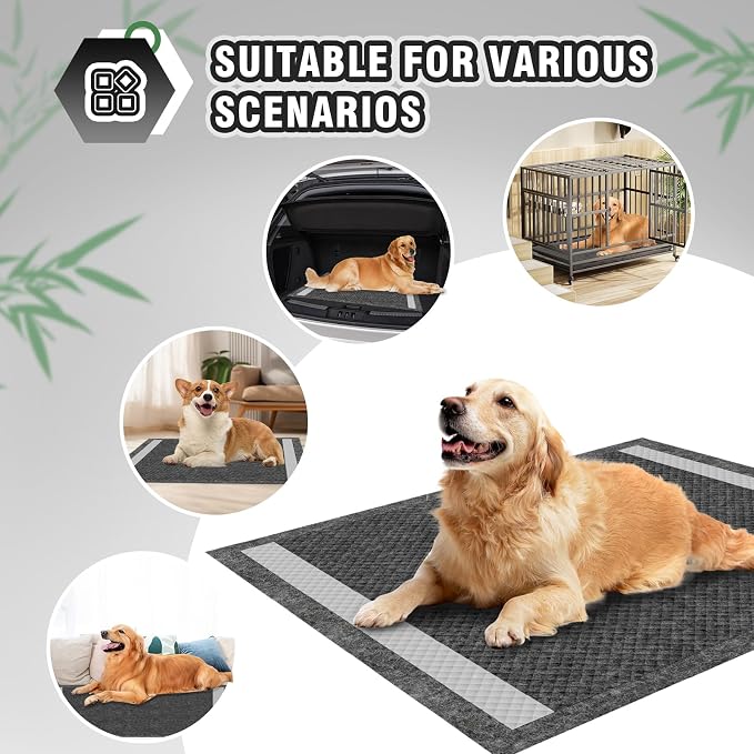 IMMCUTE Dog Pee Pads Extra Large 30"X36", 30 Count, Charcoal Puppy Pads, Absorbent Pads & Fast Drying Potty Pads for Dogs with Adhesive Strip, Disposable Pee Pads , Idea for Pet Training, Jumbo Size