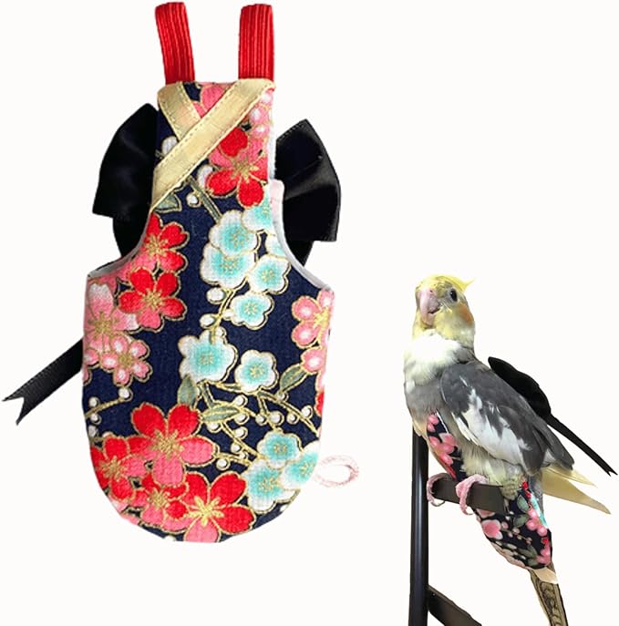 Bird Flight Suits Diapers, Parrot Flight Suits Diapers for Quaker Parakeets Cockatiels Flight Suits, Parrot Clothes (Black,Macaw)
