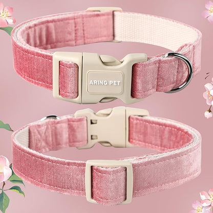 ARING PET Pink Dog Collar-Cute Dog Collar for Small Dogs, Lightweight Cotton Wedding Pet Collars with Quick Release Buckle for Small Medium Large Dog