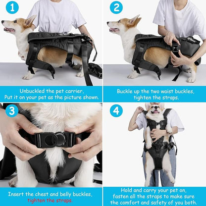 PetBonus Pet Front Dog Carrier Backpacks, Adjustable Pet Backpack, Legs Out Easy-fit Puppy Chest Carrier for Medium Small Dogs, Hands Free for Hiking, Cycling (Black, XL) | Hands Free, Adjustable, Safety Strap, Walking Hiking Cycling Motorcycle bag, Fo...
