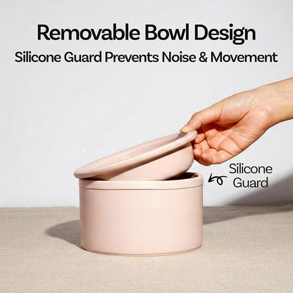 Hello Bowl Elevated Ceramic Cat Bowl with Stand, Raised Whisker-Friendly Feeding Bowl for Cats & Small Dogs, Patented Design, Made in Korea (Blue, Round Only/Wet)