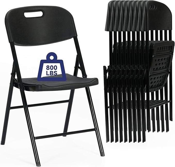 70 Pack Thicker 800 LBS Black Folding Chairs, Commercial Grade Folding Chair, Foldable Chairs for Events