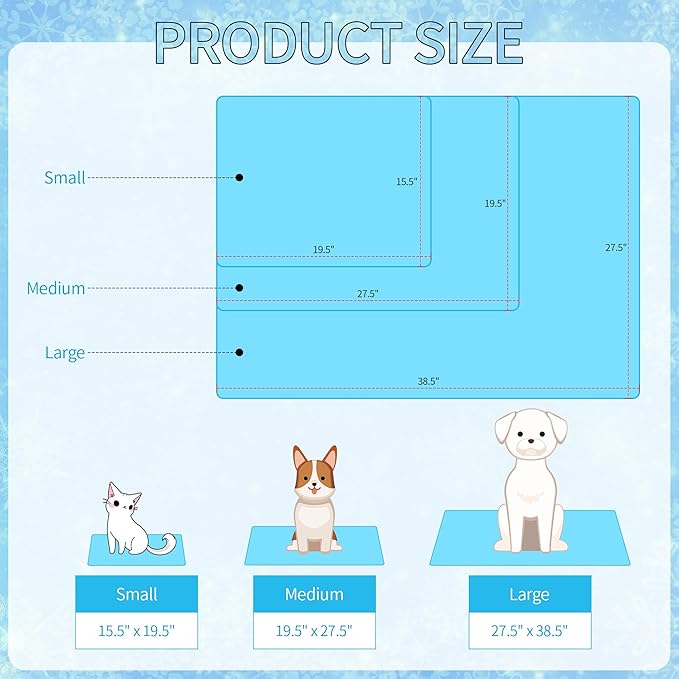 NACOCO Summer Pet Cooling Mat - Cat Dog Cushion Pad Sleeping Cool Snowflake Comfortable Soft for Pets Kids and Adults (Blue Snowflake, M)